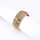 Boho Retro Metal Cuff Bangles For Women Big Bracelets Golden Tone Ethnic Jewelry