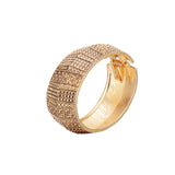 Boho Retro Metal Cuff Bangles For Women Big Bracelets Golden Tone Ethnic Jewelry