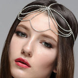 Boho Rhinestone Tassel Head Chain Wedding Headpiece Women