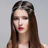 Boho Rhinestone Tassel Head Chain Wedding Headpiece Women
