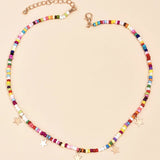 Boho Rice Beads Star Pendant Necklace Colorful Jewelry