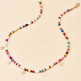 Boho Rice Beads Star Pendant Necklace Colorful Jewelry