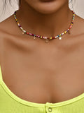 Boho Rice Beads Star Pendant Necklace Colorful Jewelry