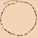 Boho Rice Beads Star Pendant Necklace Colorful Jewelry