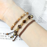 Boho Rope Bracelets 3pcs/set Pink Purple Green Stone Charm Beads