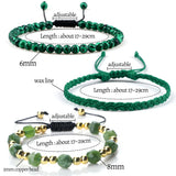 Boho Rope Bracelets 3pcs/set Pink Purple Green Stone Charm Beads