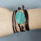 Boho Rope Wrap Bracelet Natural Stone Long Friendship Bangle