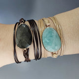 Boho Rope Wrap Bracelet Natural Stone Long Friendship Bangle