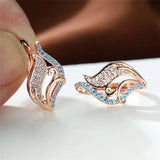 Boho Rose Crystal Earrings Multicolor Zircon Hoops for Women