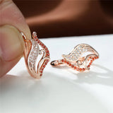 Boho Rose Crystal Earrings Multicolor Zircon Hoops for Women