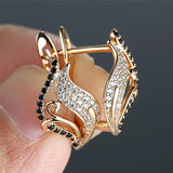 Boho Rose Crystal Earrings Multicolor Zircon Hoops for Women