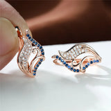 Boho Rose Crystal Earrings Multicolor Zircon Hoops for Women