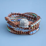 Boho Seeded Beads 4MM Amazonite Stone Wrap Bead Bracelet Women Jewelry