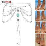 Boho Sexy Beach Silver Chains Toe Anklets for Women Accessories