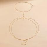 Boho Crystal Cross Necklace Waist Chain Women Body Jewelry