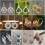 Boho Silver Flower Ear Drop Dangle Earrings Women Wedding Party Jewelry
