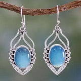 Boho Silver Flower Ear Drop Dangle Earrings Women Wedding Party Jewelry