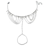 Boho Silver Tassel Toe Anklet