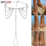 Boho Silver Tassel Toe Anklet
