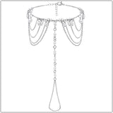 Boho Silver Tassel Toe Anklet