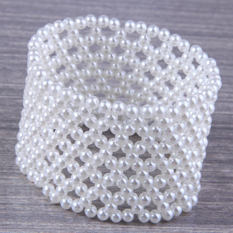 Boho Simulated Pearl Bracelet Beaded Wedding Jewelry