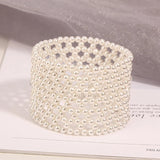 Boho Simulated Pearl Bracelet Beaded Wedding Jewelry