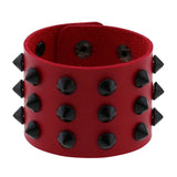 Boho Spike Rivets Bracelet Gothic Red PU Leather Cuff Bangle