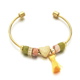 Boho Stainless Steel Tassel Bangle Open Plated Bracelet Gift