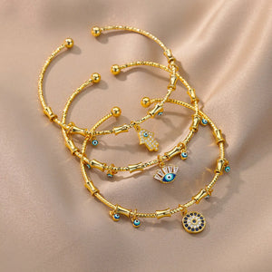 Boho Devil'S Eye Bangle For Women Open Colour Eyes Bangles Girl Bracelets
