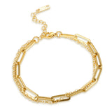 Boho Double Chain Bracelet Women Plated Jewelry Minimalism Paper Clip Chain