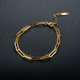 Boho Double Chain Bracelet Women Plated Jewelry Minimalism Paper Clip Chain