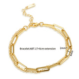 Boho Double Chain Bracelet Women Plated Jewelry Minimalism Paper Clip Chain