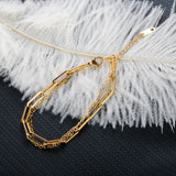 Boho Double Chain Bracelet Women Plated Jewelry Minimalism Paper Clip Chain