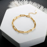 Boho Double Chain Bracelet Women Plated Jewelry Minimalism Paper Clip Chain