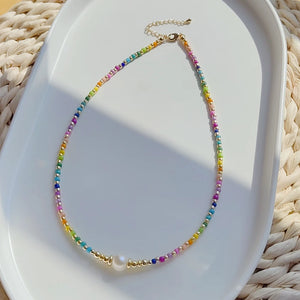 Boho Beaded Necklace Y2K Accessories Rainbow Choker
