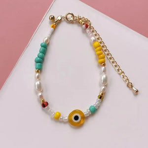 Boho Multicolor Beaded Bracelet Natural Pearl Bangle Gift