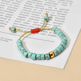 Boho Drum Stone Bracelet Handwork Glass Beads DIY Bangles