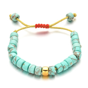 Boho Drum Stone Bracelet Handwork Glass Beads DIY Bangles