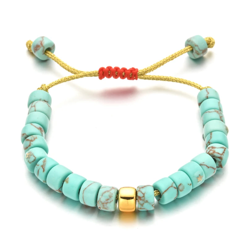 Boho Drum Stone Bracelet Handwork Glass Beads DIY Bangles