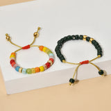Boho Drum Stone Bracelet Handwork Glass Beads DIY Bangles