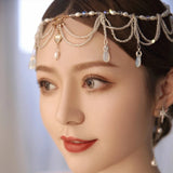 Boho Style Pearl Forehead Headband for Women