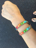 Boho Style Rainbow 7 Chakras Bracelet Women Leather Wrap Bracelet