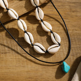 Boho Acrylic Shell Choker Stone Pendant Necklace Men Layered Beach Vacation