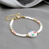 Boho Evil Eye Drop Oil Bracelets Shell Beaded Bracelets