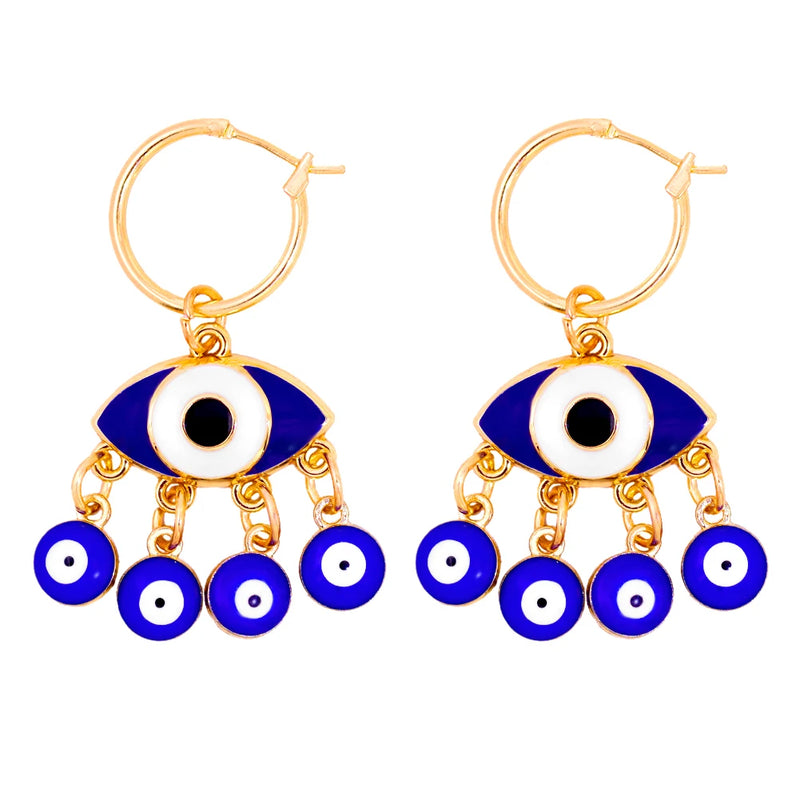 Boho Evil Eye Hoop Earrings Vintage Golden Circle Huggie Y2K Jewelry