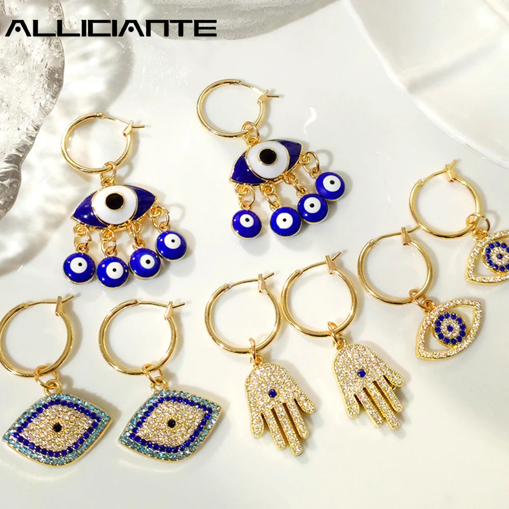 Boho Evil Eye Hoop Earrings Vintage Golden Circle Huggie Y2K Jewelry