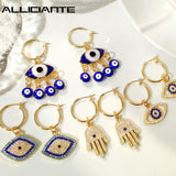 Boho Evil Eye Hoop Earrings Vintage Golden Circle Huggie Y2K Jewelry