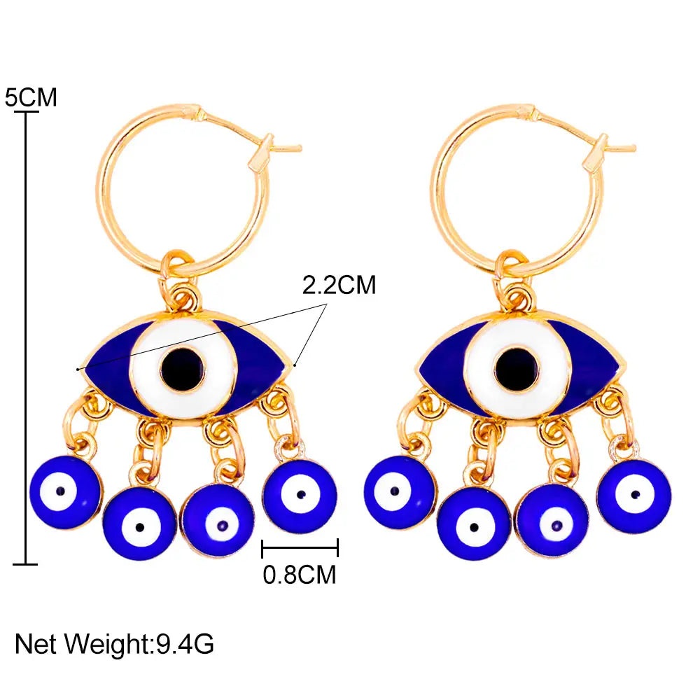 Boho Evil Eye Hoop Earrings Vintage Golden Circle Huggie Y2K Jewelry