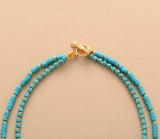 Boho Turquoises 2 Layers Chokers Necklace Women Beaded Statement Necklace