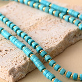 Boho Turquoises 2 Layers Chokers Necklace Women Beaded Statement Necklace